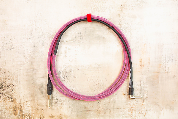 10' Snake Head in Pink with Neutrik Right Angle Nickel (connected to instrument) to Neutrik Straight Nickel