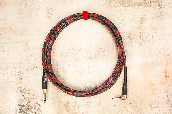 15' Standard in Black Cherry with Neutrik Straight Nickel to Neutrik Right Angle Nickel