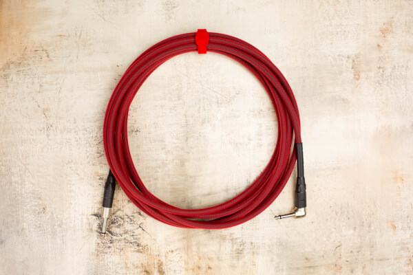  20' Standard in Red with Neutrik Right Angle Nickel to Neutrik Straight Nickel