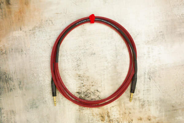 10' TRS Snake Head in Red with Neutrik Straight TRS Gold (connected to instrument) to Neutrik Straight TRS Gold 