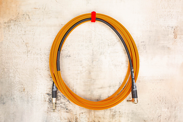 15' Snake Head in Tangerine with Neutrik Right Angle Nickel (connected to instrument) to Neutrik Straight Nickel